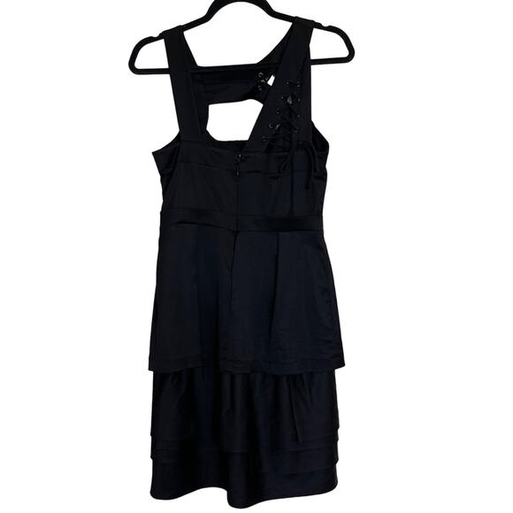 BCBGMaxAzria Shoelace Peplum Dress Black Size 6 - Picture 8 of 9